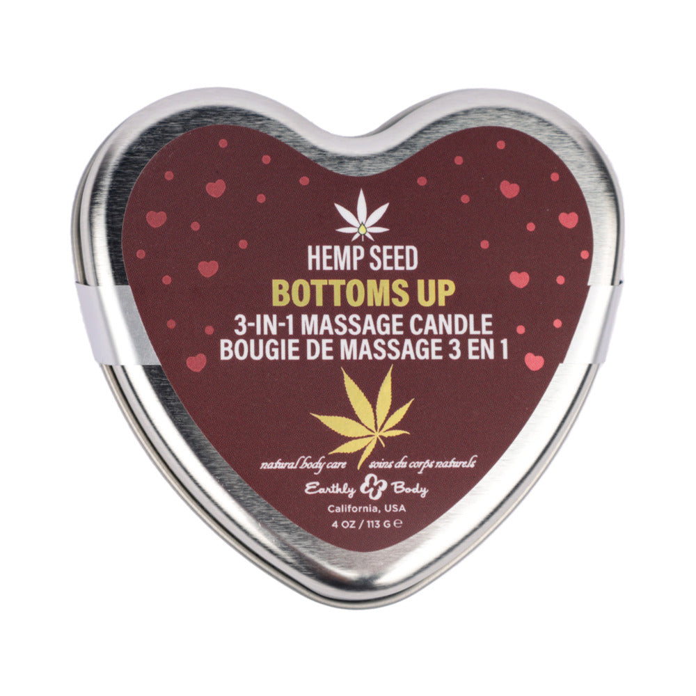 Earthly Body Hemp Seed 3-in-1 Massage Candle Bottom's Up – 4.7 oz – Wild Blueberries Scent