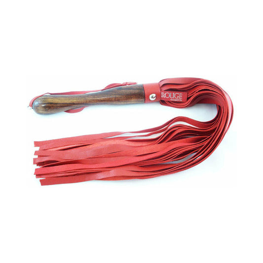 Rouge Wooden Handle Leather Flogger – Red