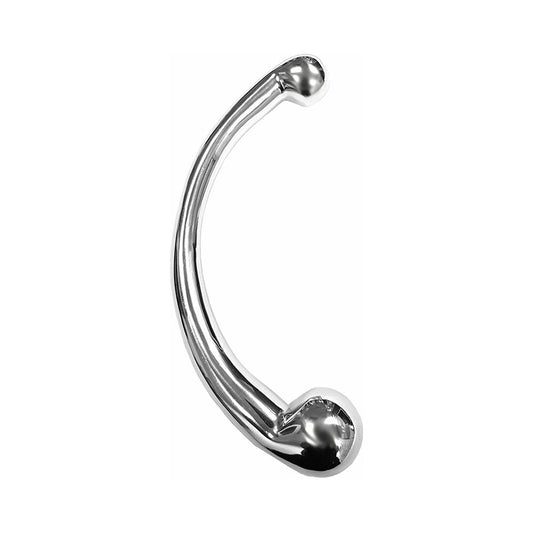 Rouge Stainless Steel Wand Dildo with 10-Inch Curve and Dual Balls – Silver