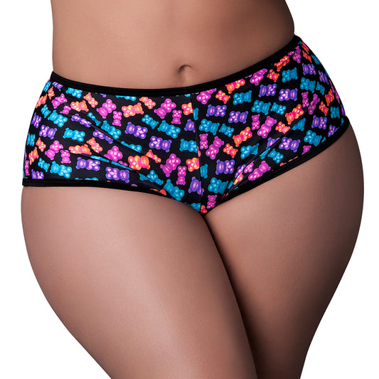 Magic Silk Hazy Dayz Boy Short with Gummy Bears - Queen Size - Multi-Color