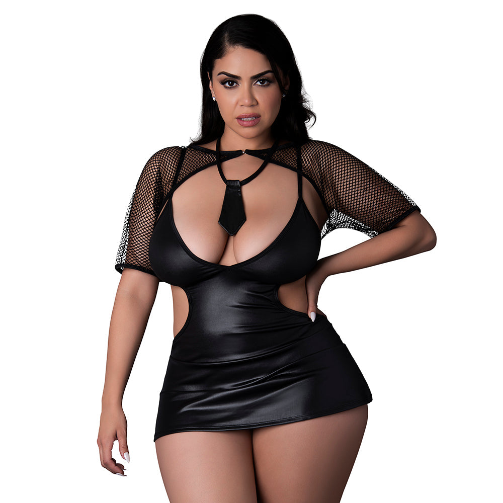 Magic Silk Miss Behaving Defiant Schoolgirl Costume – Gothic Black Queen Size