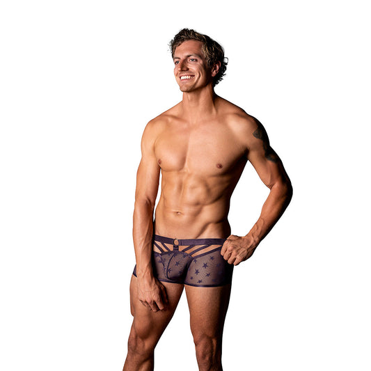 Male Power Love Star Mini Short Trunks with Ring – Purple – XL