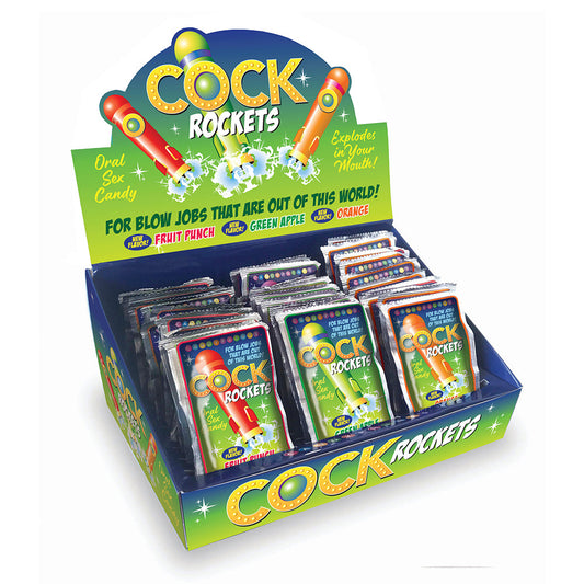 Cock Rockets Assorted Flavor Oral Candy Display – 36 Packs