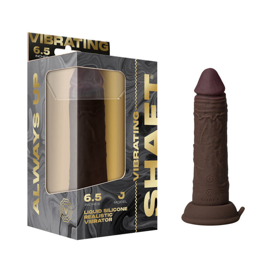 Shaft Vibrating Model J – 6.5 in. Dual Density Silicone Dildo – Mahogany