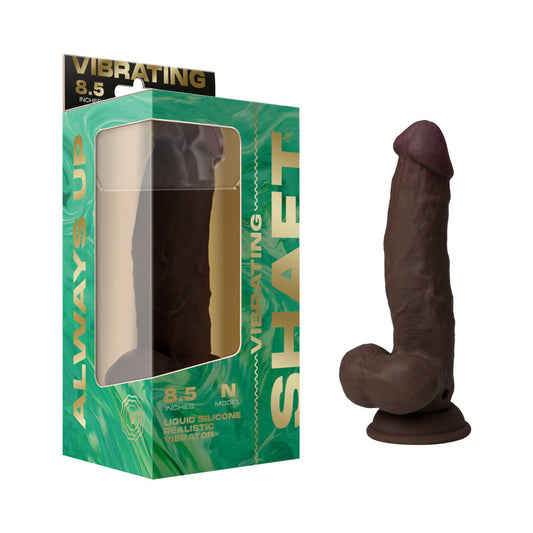 Shaft Vibrating Model N Dildo – 8.5 in. Dual Density Silicone – Mahogany