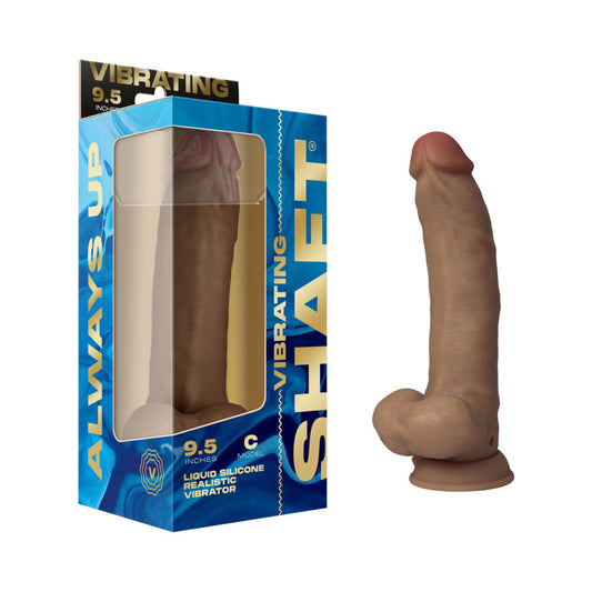 Shaft Vibrating Model C Dildo – 9.5 in. Dual Density Silicone – Tan