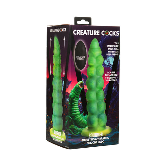 Creature Cocks Squirmer Thrusting & Vibrating Silicone Dildo – Green