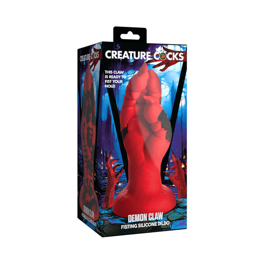 Creature Cocks Demon Claw Silicone Dildo - Red - Textured Design with Suction Cup Base