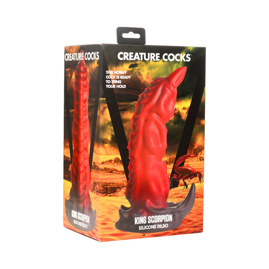 Creature Cocks King Scorpion Silicone Dildo – Red and Black with Glitter