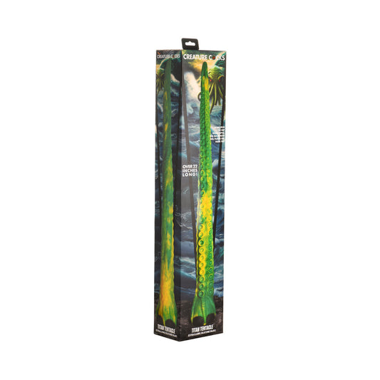 Creature Cocks Titan Tentacle Extra Long Silicone Dildo – Green and Yellow