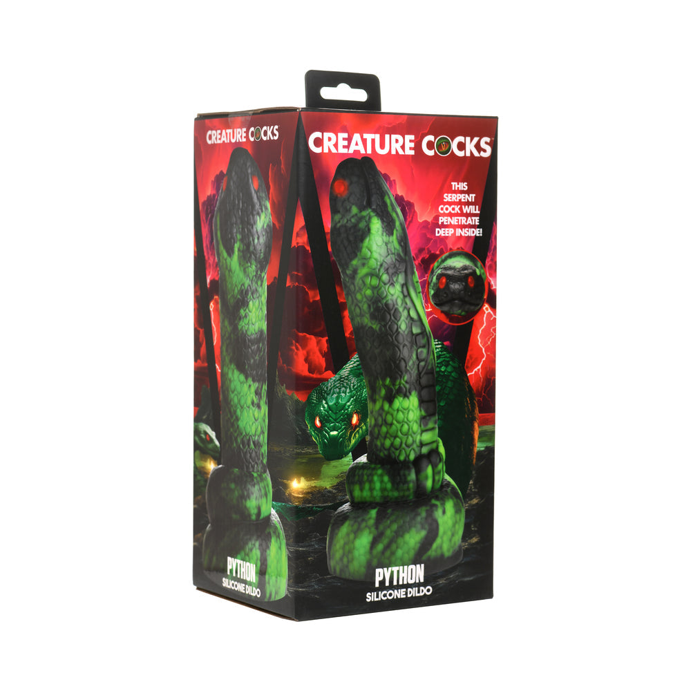 Creature Cocks Python Silicone Dildo with Suction Cup Base – Green