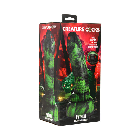 Creature Cocks Python Silicone Dildo with Suction Cup Base – Green