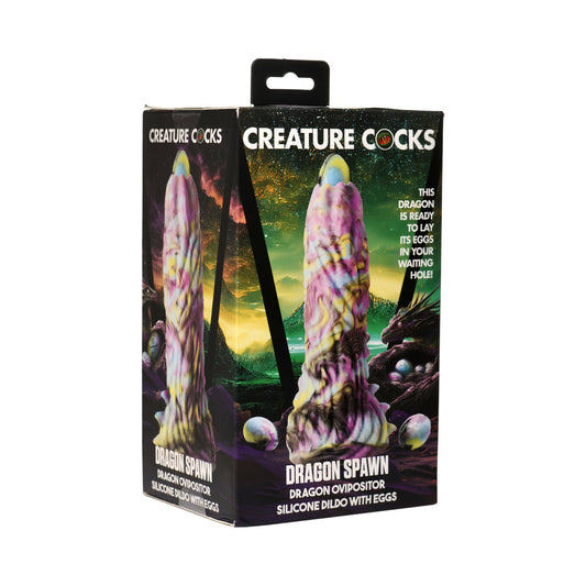Creature Cocks Dragon Spawn Ovipositor Silicone Dildo with Eggs – Multi-Color