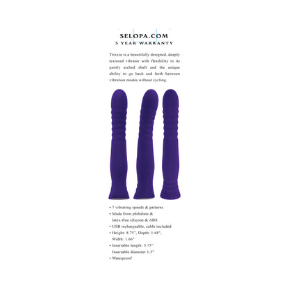 Selopa Trixxxie Rechargeable Vibrator – Purple – 7 Vibrating Speeds