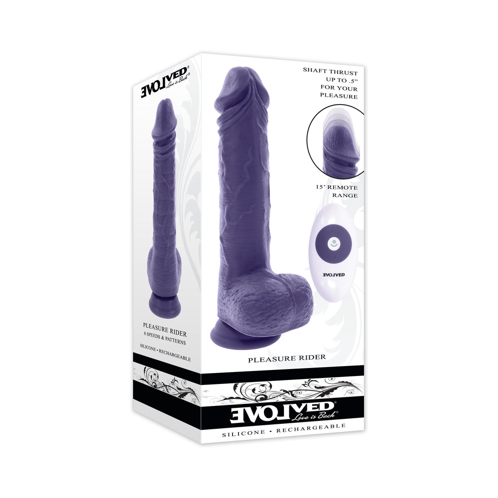 Evolved Pleasure Rider Rechargeable Dildo with Remote - Purple
