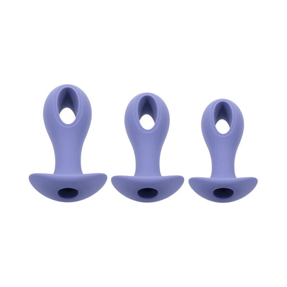 Evolved Hole Punch Plug Set Rechargeable Silicone Vibrators - Purple
