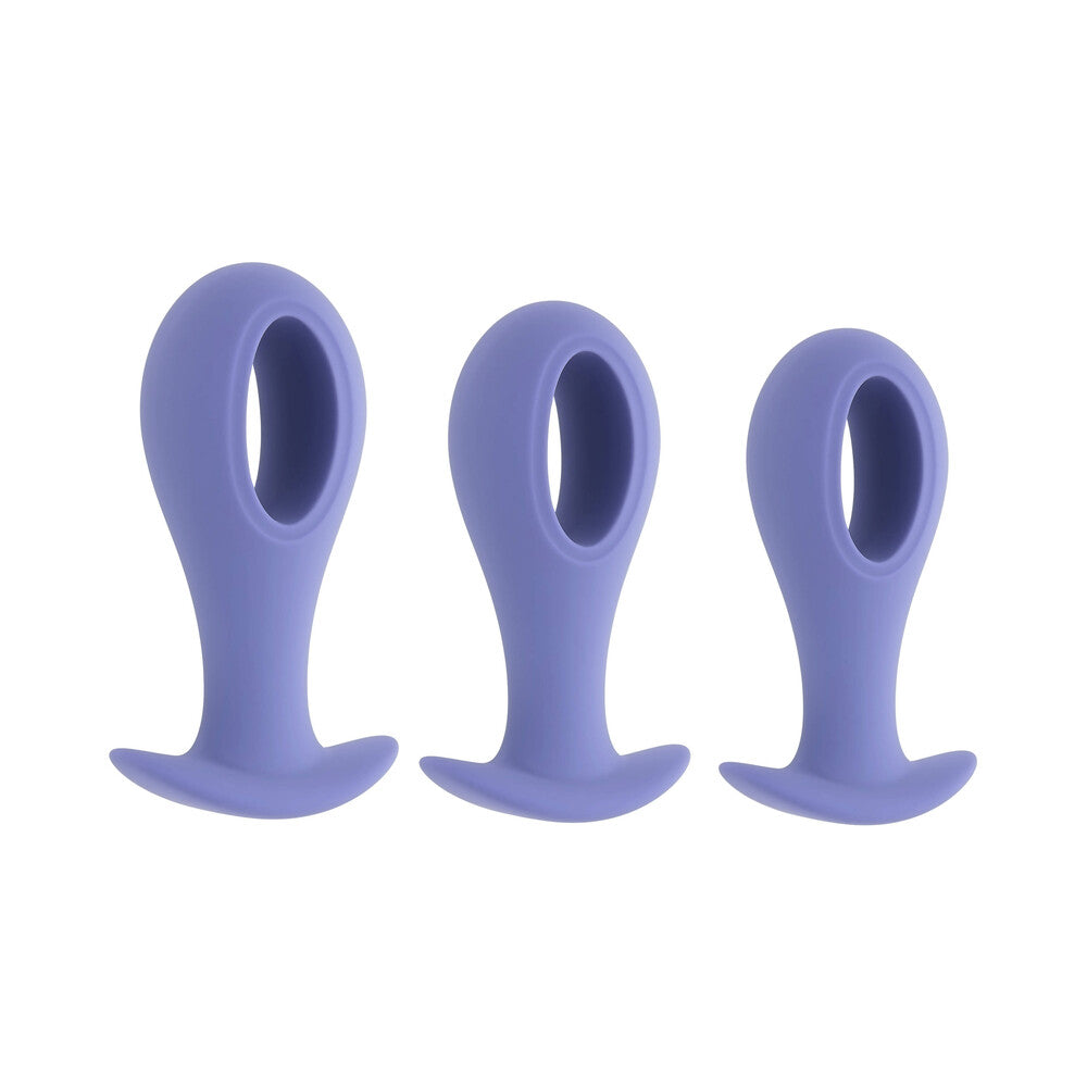Evolved Hole Punch Plug Set Rechargeable Silicone Vibrators - Purple