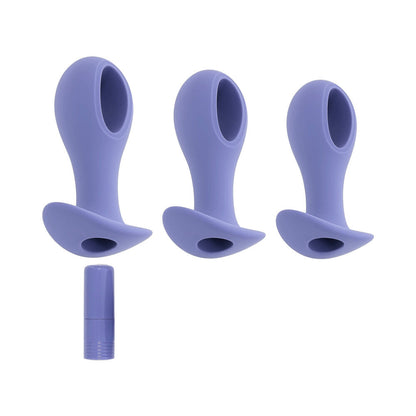Evolved Hole Punch Plug Set Rechargeable Silicone Vibrators - Purple