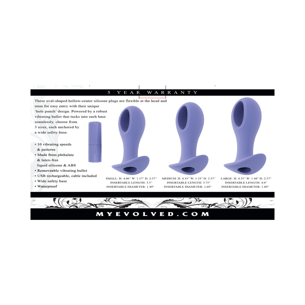 Evolved Hole Punch Plug Set Rechargeable Silicone Vibrators - Purple