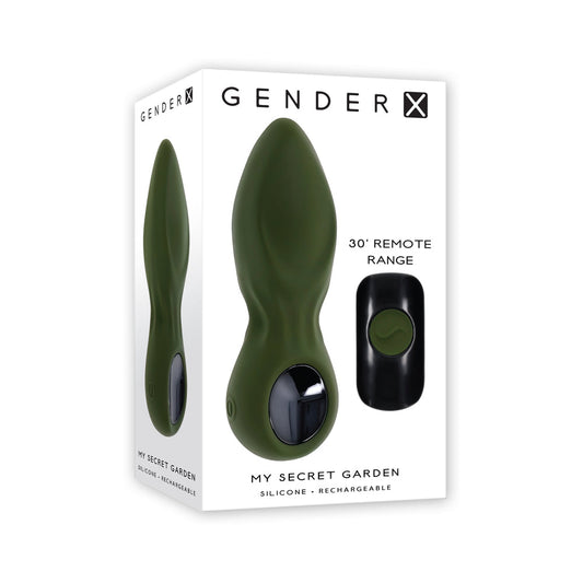 Gender X My Secret Garden Rechargeable Vibrating Anal Plug with Remote - Green