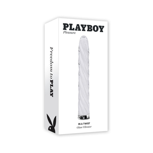 Playboy In A Twist Rechargeable Glass Vibrator – White
