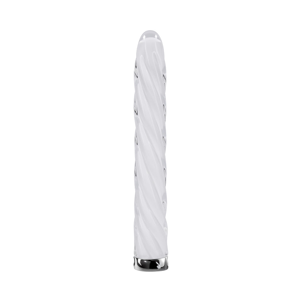 Playboy In A Twist Rechargeable Glass Vibrator – White