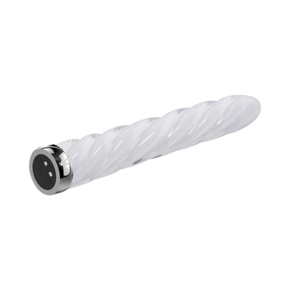 Playboy In A Twist Rechargeable Glass Vibrator – White