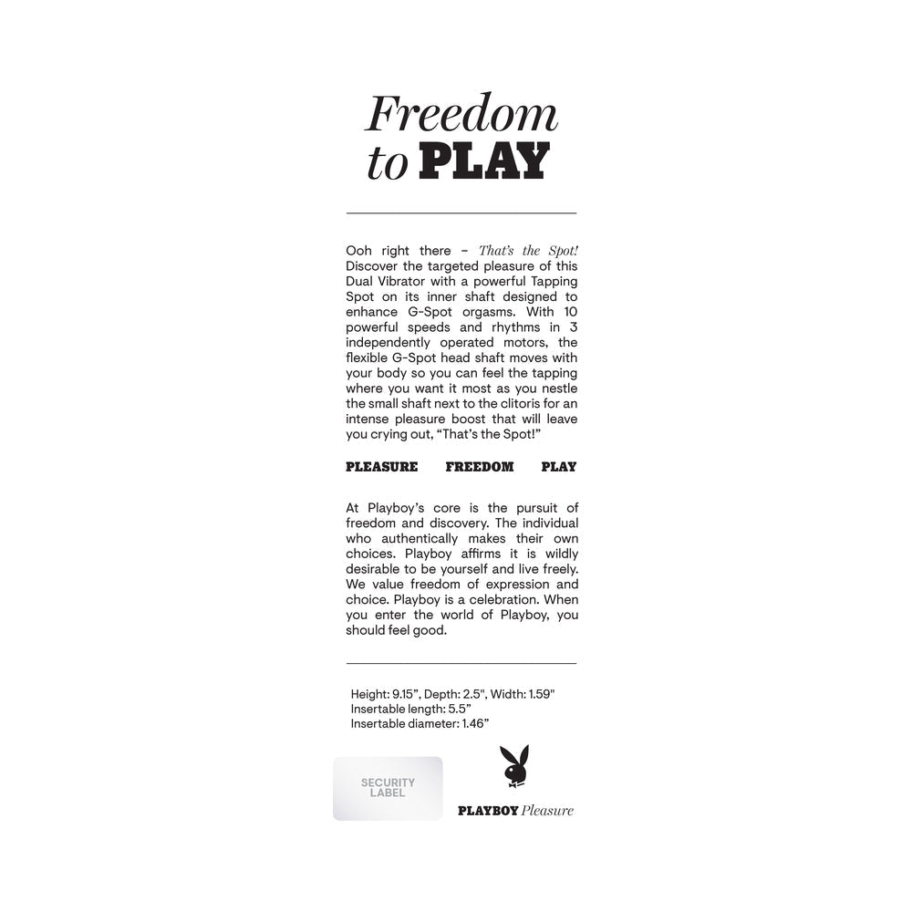 Playboy That's The Spot Rechargeable Dual Stimulator Vibe – Black