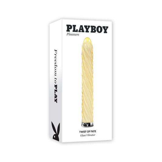 Playboy Twist Of Fate Rechargeable Glass Vibrator - Yellow