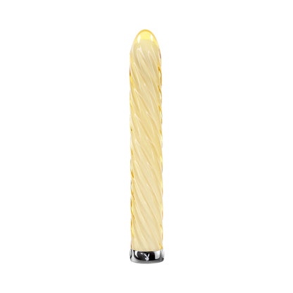 Playboy Twist Of Fate Rechargeable Glass Vibrator - Yellow
