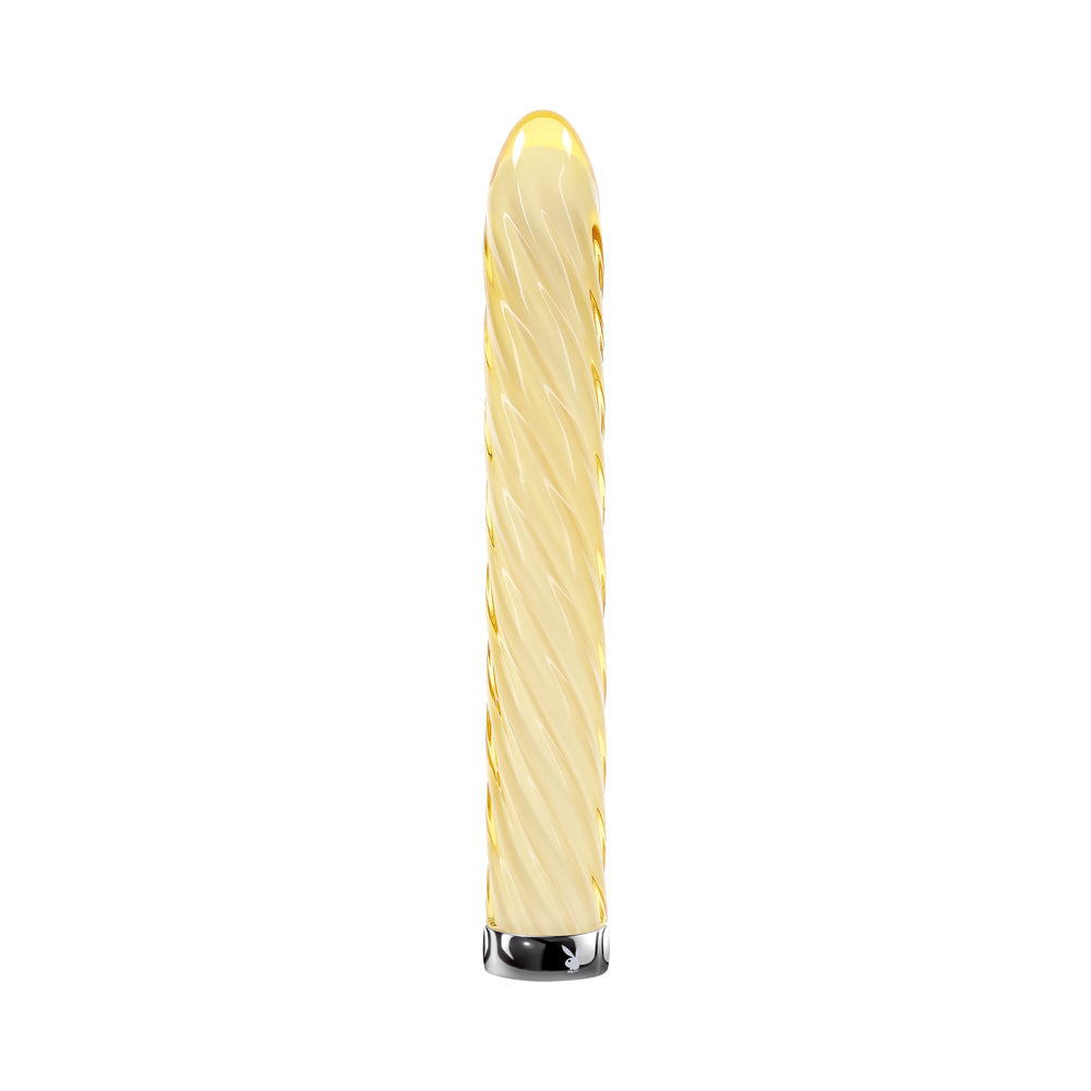 Playboy Twist Of Fate Rechargeable Glass Vibrator - Yellow