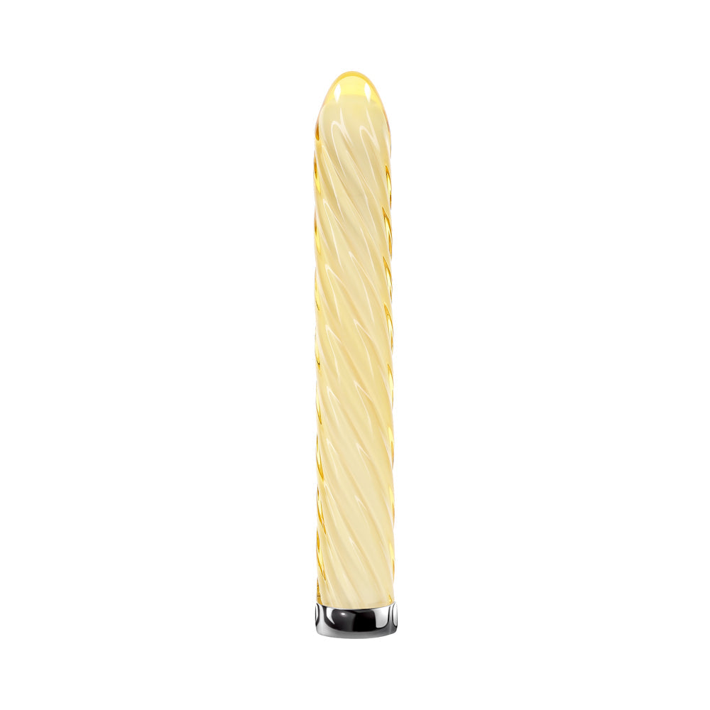 Playboy Twist Of Fate Rechargeable Glass Vibrator - Yellow