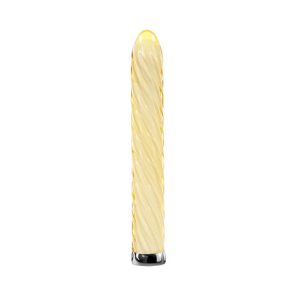 Playboy Twist Of Fate Rechargeable Glass Vibrator - Yellow