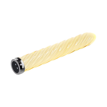 Playboy Twist Of Fate Rechargeable Glass Vibrator - Yellow