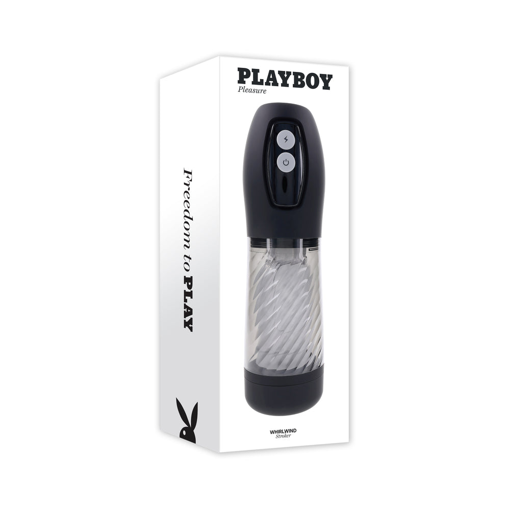 Playboy Whirlwind Rechargeable Thrusting and Spinning Stroker – Black