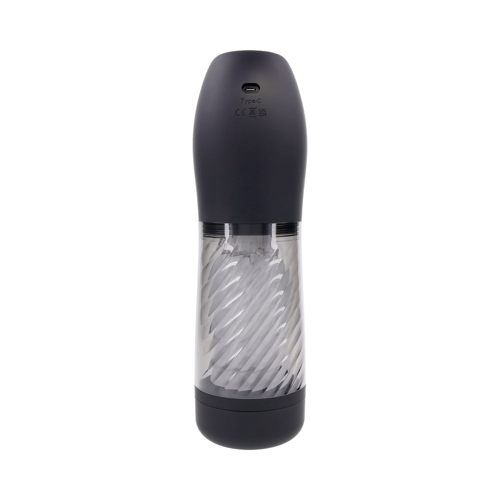 Playboy Whirlwind Rechargeable Thrusting and Spinning Stroker – Black