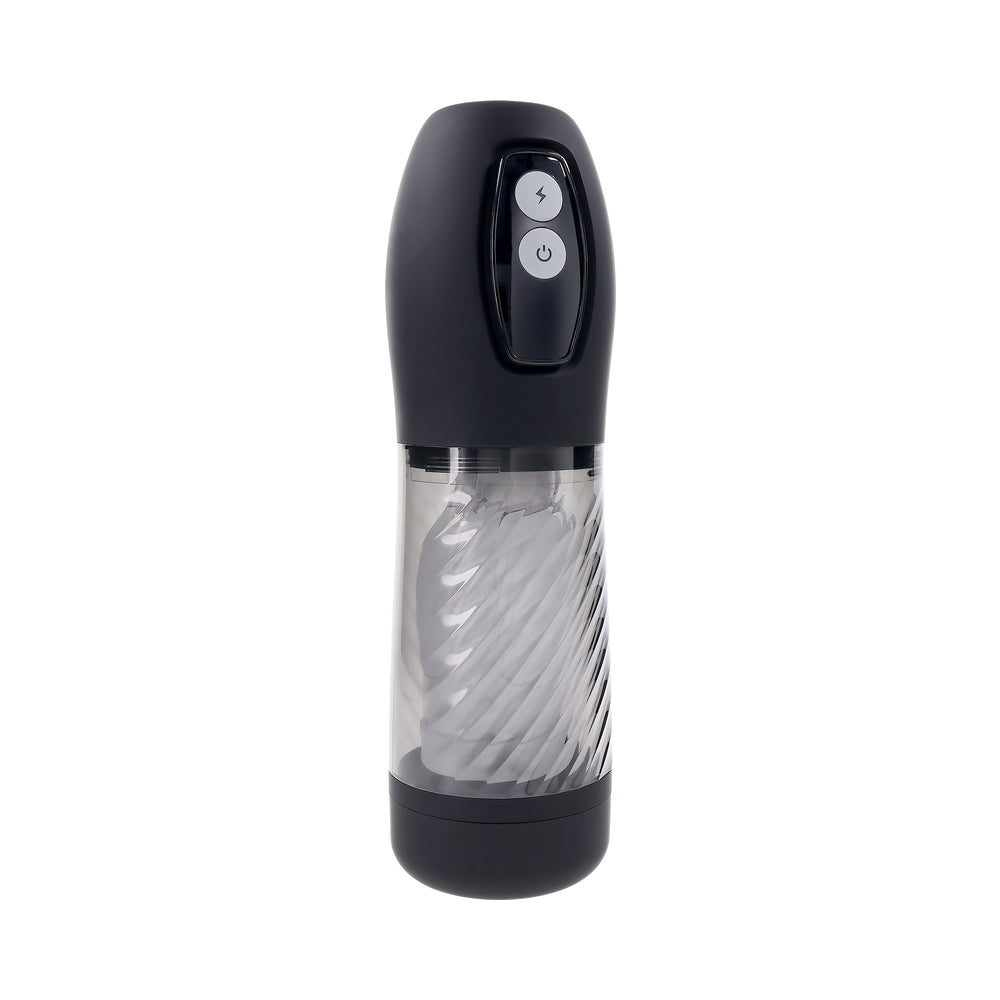 Playboy Whirlwind Rechargeable Thrusting and Spinning Stroker – Black