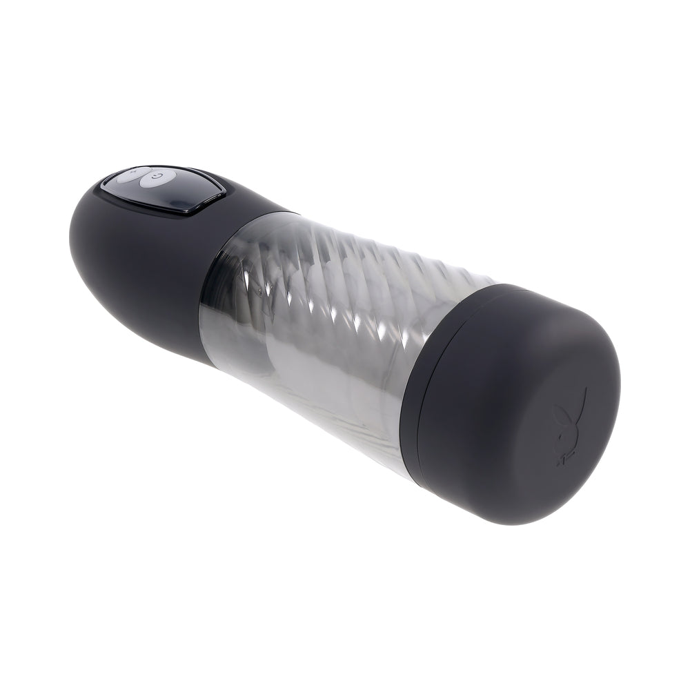 Playboy Whirlwind Rechargeable Thrusting and Spinning Stroker – Black