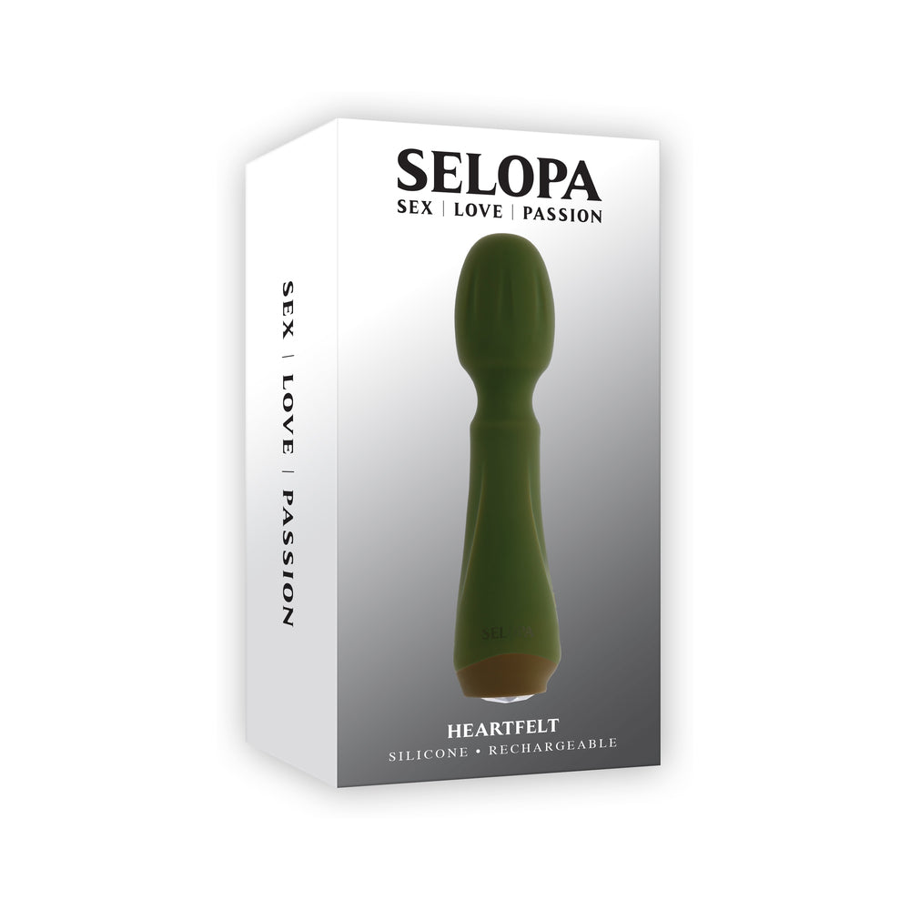 Selopa Heartfelt Rechargeable Mini Wand Vibrator – Green