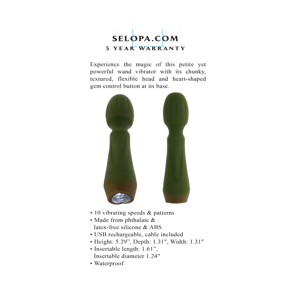 Selopa Heartfelt Rechargeable Mini Wand Vibrator – Green