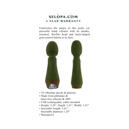Selopa Heartfelt Rechargeable Mini Wand Vibrator – Green
