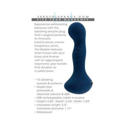Zero Tolerance Blue Oasis Rechargeable Vibrating Prostate Vibrator - Blue