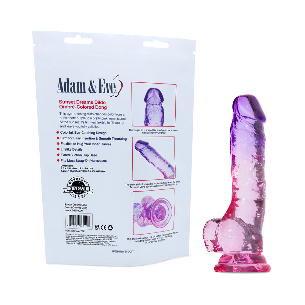 Adam & Eve Sunset Dreams Realistic Dildo 7.5 in. Multi-Color with Suction Cup Base