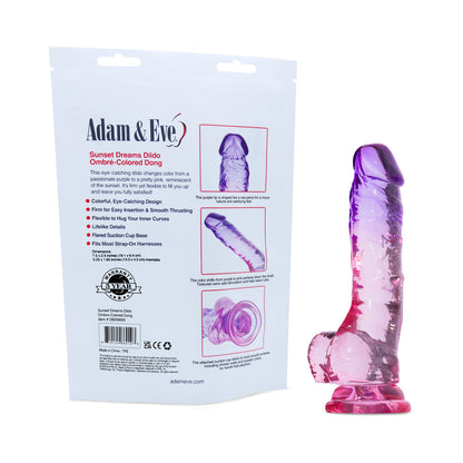 Adam & Eve Sunset Dreams Realistic Dildo 7.5 in. Multi-Color with Suction Cup Base