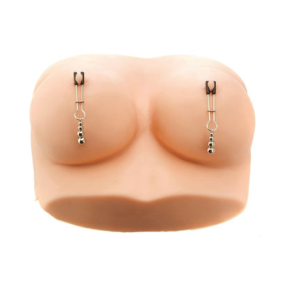 Adam & Eve Eve's Naughty Nipple Clips – Adjustable Metal Clamps with Weighted Beads – Silver