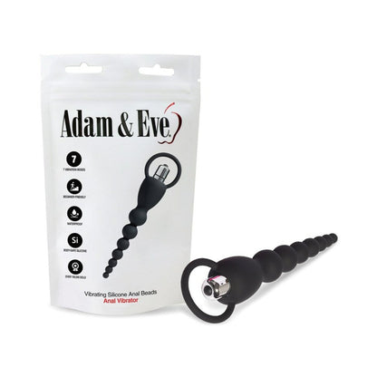 Adam & Eve Vibrating Silicone Anal Beads with Removable Bullet Vibe – Black