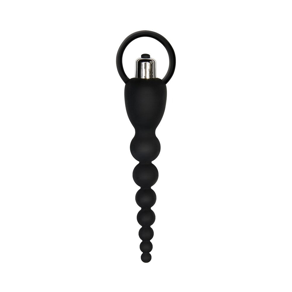 Adam & Eve Vibrating Silicone Anal Beads with Removable Bullet Vibe – Black