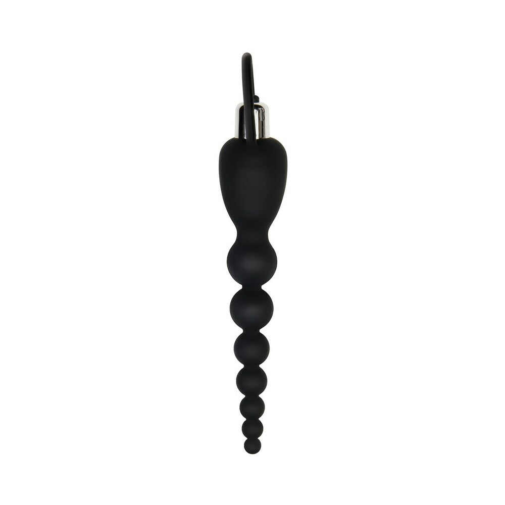 Adam & Eve Vibrating Silicone Anal Beads with Removable Bullet Vibe – Black