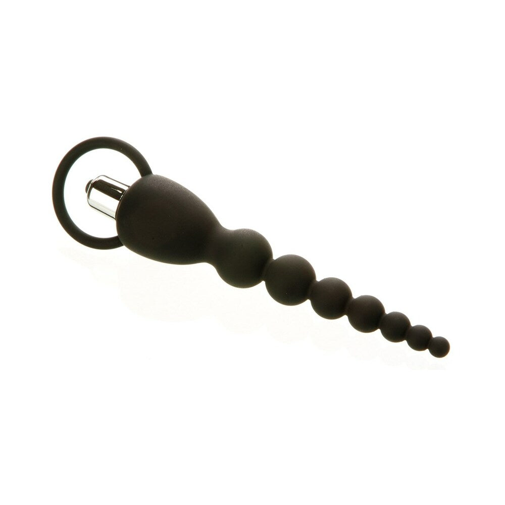 Adam & Eve Vibrating Silicone Anal Beads with Removable Bullet Vibe – Black