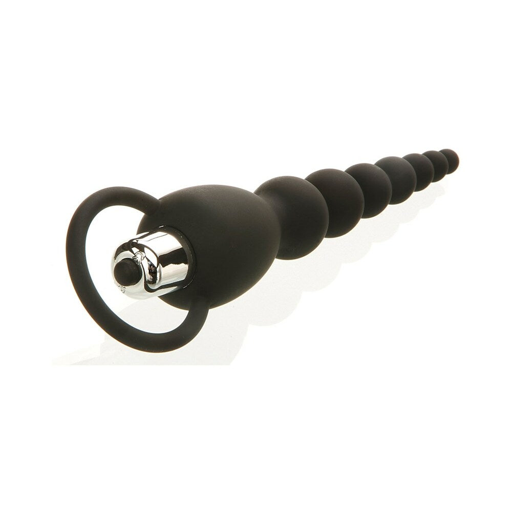 Adam & Eve Vibrating Silicone Anal Beads with Removable Bullet Vibe – Black